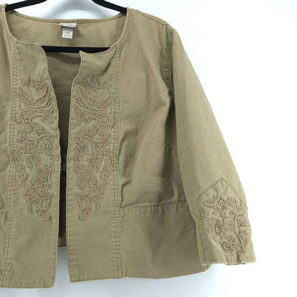 Plus Size Venezia 18/20 Canvas Bolero Embroidered Crop Jacket Blazer 3/4 Sleeve - Picture 2 of 16